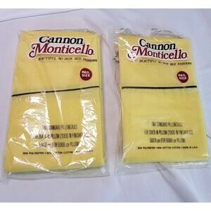 Cannon Monticello Banana Yellow No-Iron Pillowcases 20x30"‎ Reg Sz 2Pk +1 -READ